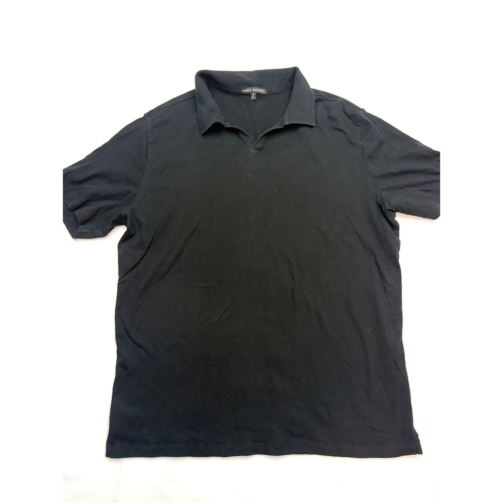 ROBERT BARAKETT $99 Mens XL Black Textured Short Sleeve Polo Shirt N14